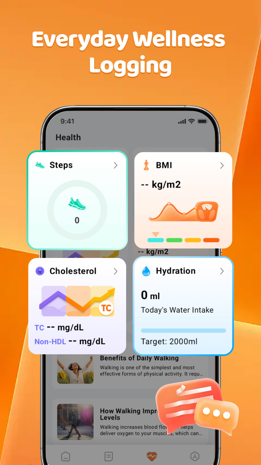 BP Home screen showing everyday wellness records